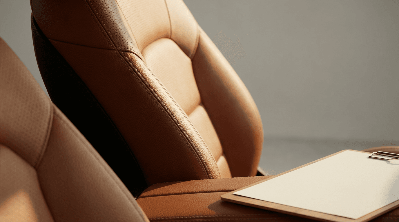 Close-up of leather car seat interior